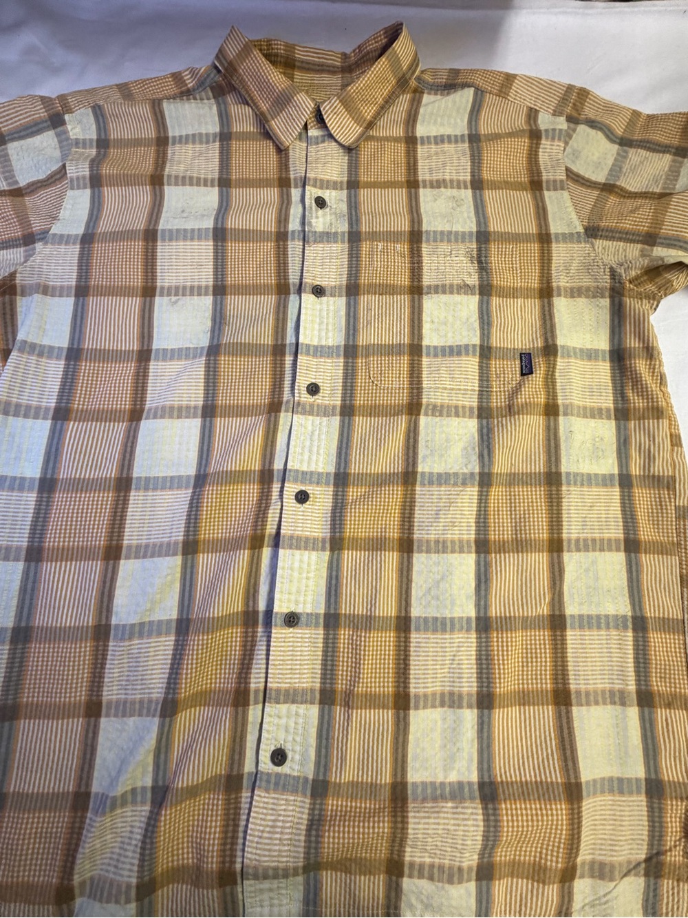 Men's Plaid Button-Up Shirt - Yellow & Brown